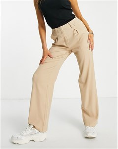 Бежевые брюки в тонкую полоску с широкими штанинами Na-kd