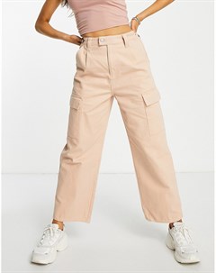 Джинсы с широкими штанинами и карманами карго приглушенного персикового цвета Na-kd
