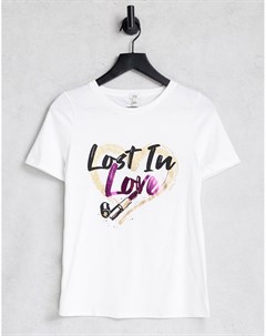 Белая футболка с надписью Lost in Love River island