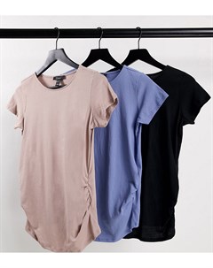 Набор из 3 футболок разных цветов с короткими рукавами и сборками New look maternity