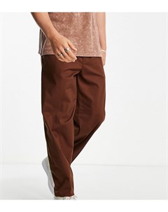 Коричневые строгие брюки в стиле oversized со складками New look