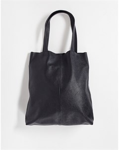 Черная кожаная сумка тоут Asos design