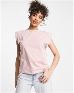 Oversized футболка розового цвета с подплечниками Rebellious fashion