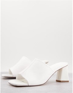 Белые мюли из искусственной кожи на каблуке Asos design