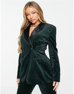 Зеленый бархатный пиджак с формованной линией бедер Asos design