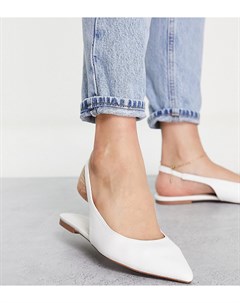Белые туфли на плоской подошве с острым носком и ремешком на пятке для широкой стопы Lala Asos design