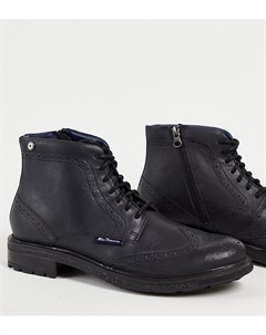 Черные ботинки броги на шнуровке для широкой стопы Ben sherman