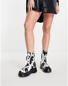 Ботинки на толстой подошве с молнией и коровьим принтом Leonie Public desire