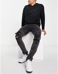 Черные джинсы со рваной отделкой Sixth june