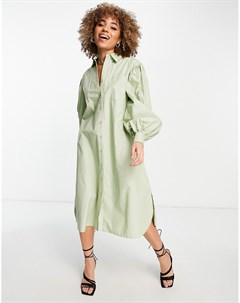 Пудрово зеленое платье рубашка в стиле oversized Na-kd