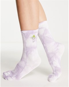 Сиреневые носки из органического хлопка с принтом тай дай и изображением гриба Holly Monki