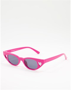 Розовые солнцезащитные очки в тонкой оправе с отделкой сердечком Aj morgan
