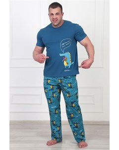 Муж пижама Крокодильчики Синий петроль р 48 Оптима трикотаж