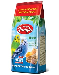 Сухой корм для волнистых попугаев 0 9 кг Happy jungle