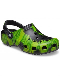 Сабо Classic Tie Dye Graphic Clog Black Lime Punch Crocs