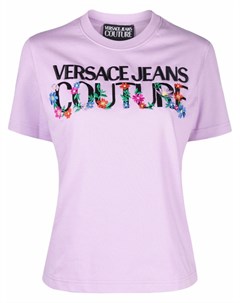 Футболка с цветочной вышивкой Versace jeans couture