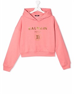 Худи с логотипом из пайеток Balmain kids