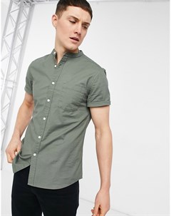 Приталенная оксфордская рубашка цвета хаки с воротником на пуговице Asos design