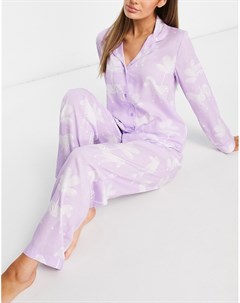 Сиреневый пижамный комплект из лонгслива и брюк из модала с принтом в виде зебр и пальм Asos design