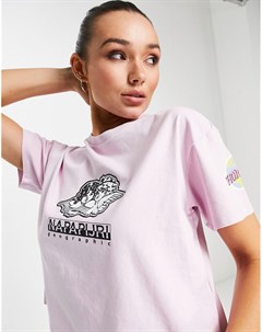 Розовая укороченная футболка с графическим принтом x Fiorucci Napapijri