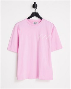 Розовая футболка с тройным логотипом Logomania Adidas originals