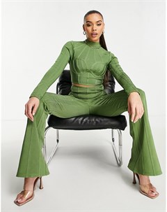 Расклешенные брюки оливкового цвета с эластичными декоративными швами от комплекта Asos luxe