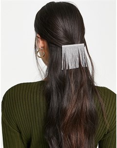 Серебристая заколка для волос с бахромой со стразами Asos design