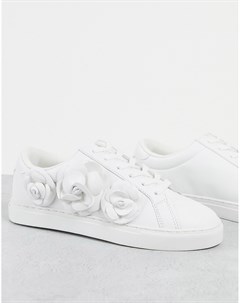 Белые кроссовки на шнуровке с цветочной отделкой Dainty Asos design
