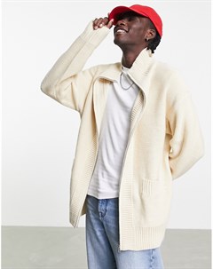 Светло бежевый кардиган с карманами в стиле oversized Topman