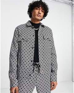 Монохромная строгая куртка Харрингтон с геометрическим узором от комплекта Asos design