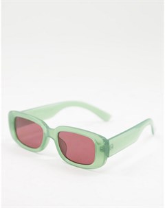 Прямоугольные солнцезащитные очки в зеленой оправе с затемненными стеклами Asos design