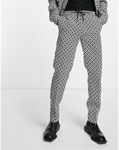 Монохромные строгие брюки узкого кроя с геометрическим узором от комплекта Asos design