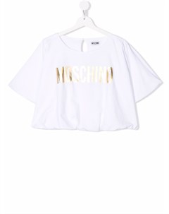 Укороченная футболка с логотипом Moschino kids