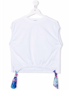 Футболка с короткими рукавами и вышитым логотипом Msgm kids