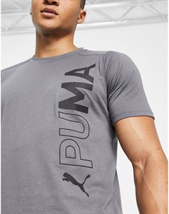 Темно серая футболка с логотипом сбоку Training Puma