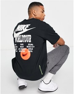 Черная oversized футболка с графическим принтом World Tour Pack Nike