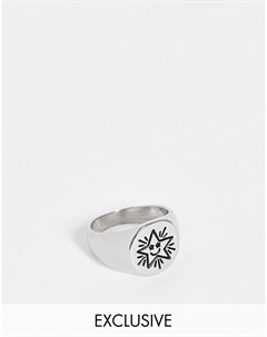 Серебристое кольцо печатка с дизайном смайлика в виде звезды Inspired Reclaimed vintage