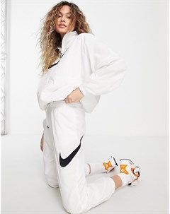 Белые oversized джоггеры с логотипом галочкой Nike