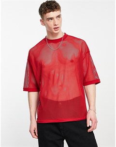 Красная oversized футболка из сетчатой ткани Asos design