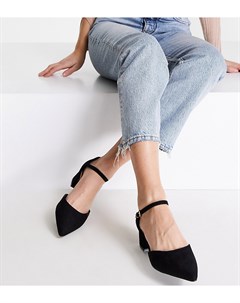 Черные туфли на среднем каблуке с острым носком для широкой стопы Truffle collection
