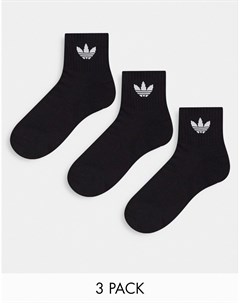 Набор черных носков с логотипом в виде трилистника Adidas originals