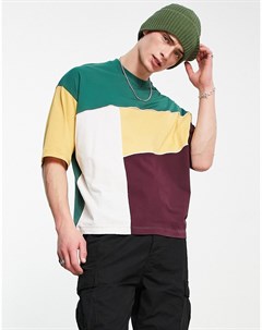 Разноцветная oversized футболка в стиле колор блок с отделкой кантом Asos design