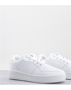 Белые кроссовки для широкой стопы на массивной платформе Truffle collection