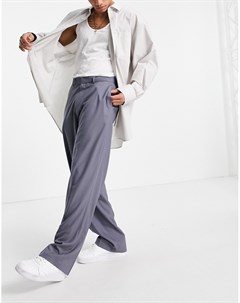 Серые строгие брюки с широкими штанинами с узором в елочку Asos design