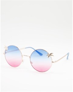 Круглые солнцезащитные очки с отделкой в виде пальм Aj morgan