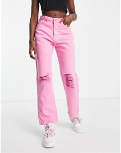 Пыльно розовые прямые джинсы с завышенной талией Naanaa