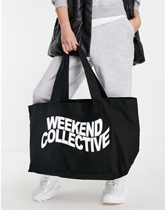 Парусиновая сумка тоут черного цвета ASOS Weekend Collective Asos design