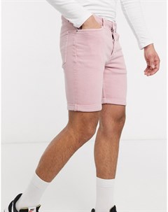 Розовые джинсовые шорты скинни Topman