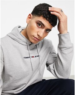 Худи серого цвета с прямым логотипом Tommy jeans