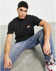Черная футболка с круглым логотипом в винтажном стиле Tommy jeans